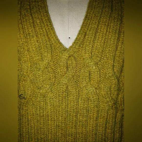 Proenza Schouler Chunky  Mustard yellow green tones wool halter top - Picture 3 of 9